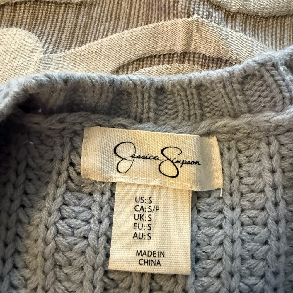 Jessica Simpson Womens Size Small Light Blue Sweater Cropped Knit - Picture 2 of 6
